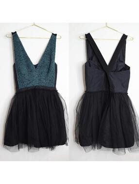 VTG BCBG Green Tweed Bodice Ballerina Tutu Mini Dress - 12